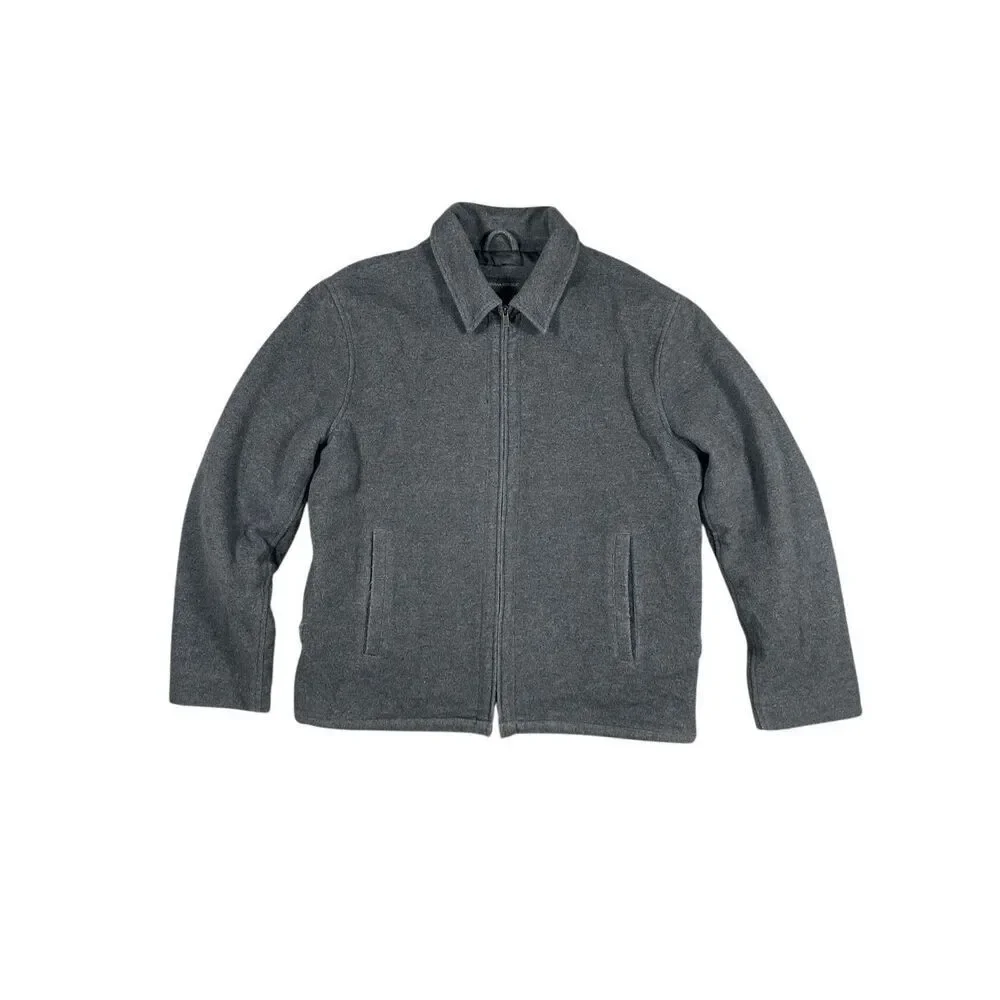 vintage y2k banana republic virgin wool cashmere gray zip up collar jacket men L